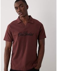 ASOS - Regular-Fit Polo Van Superzware Geribbelde Stof Met Grafische Print - Lyst