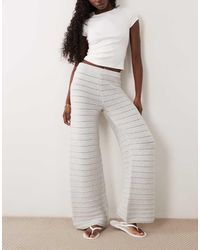 ASOS - Crochet Knit Wide Leg Trousers Co-ord - Lyst