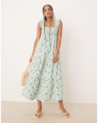 Nobody's Child - Maya Ruffle Shoulder Tiered Midi Dress - Lyst