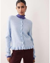 Jdy - Frill Details Knitted Cardigan - Lyst
