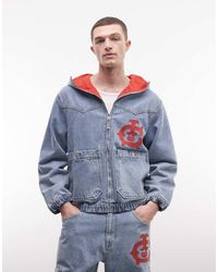 ICECREAM - Chaqueta Vaquera Azul De Estilo Wéstern Con Capucha, Lavado Claro Y Cremallera De - Lyst