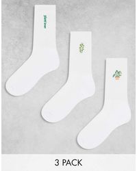 ASOS - 3 Pack Sock With Plant Embroidery - Lyst