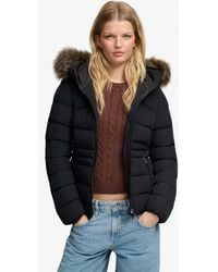 Superdry - Doudoune à capuche en faux-fur fuji e - Lyst