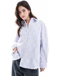 ONLY - Oversized Gestreept Overhemd Met Kanten Detail - Lyst