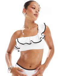 New Look - One Shoulder Blanket Stitch Bikini Top - Lyst