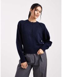 ASOS - Knitted Long Sleeve Henley Jumper - Lyst
