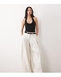 ASOS - Tall Tailored Belted Palazzo Trousers With Linen - Lyst