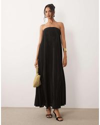 ASOS - Plisse Bandeau Trapeze Midi Dress - Lyst