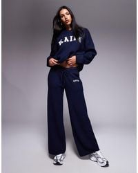 Kaiia - Knitted Embroidered Logo Wide Leg Trouser Co-ord - Lyst
