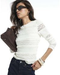 River Island - Ruffle Textured Lace Top - Lyst