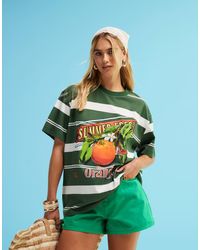 ASOS - Camisa Verde A Extragrande Con Estampado Gráfico De Naranja De - Lyst