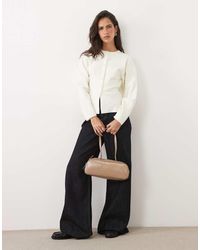 ASOS - Structured Cardigan With Faux Leather Buttons - Lyst