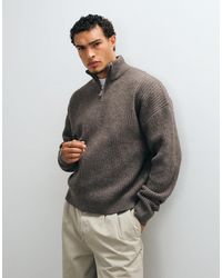 ASOS - Super oversize strickpullover aus wollmix mit halbem reißverschluss und rippstruktur - Lyst