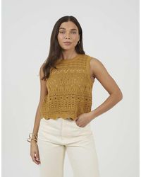 Brave Soul - Crew Neck Pointelle Knit Tank - Lyst