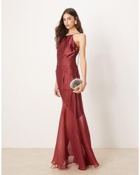 asos design chiffon overlay satin bias maxi dress ASOS DESIGN chiffon overlay satin bias cut maxi dress in green