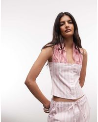 Susmie's - Top Rosa A Rayas Con Cuello Halter En Contraste De Popelina Isabela De Susmie's (Parte De Un Conjunto) - Lyst