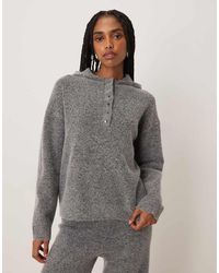 Vila - Sudadera Melange Con Capucha Y Botones Delanteros De Punto De (Parte De Un Conjunto) - Lyst
