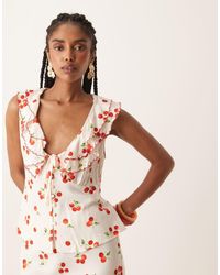 Nobody's Child - Top Blanco Con Estampado De Tomates Y Detalle De Volantes Tommie De (Parte De Un Conjunto)-Rojo - Lyst