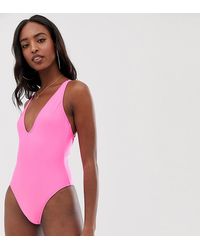 ASOS ASOS DESIGN Tall - Costume da bagno con spalline e anello sul retro - Rosa