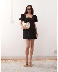 Reclaimed Vintage - Smock Babydoll Mini Dress With Pintuck Details - Lyst