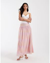 ASOS - Geruite Maxirok Van Chiffon Met Gerimpelde Taille - Lyst