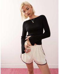 Collusion - Knitted Slash Neck Long Sleeve Top - Lyst