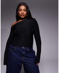 ASOS - Asos Design Curve Slinky Scarf Neck Off Shoulder Top With Flare Sleeves - Lyst