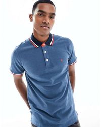 Jack & Jones - Polo Azul De Piqué De Corte Slim Con Logo Y Ribetes Essentials De - Lyst