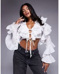ASOS - Cotton Poplin exaggerated Ruffle Blouse - Lyst