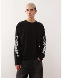 Weekday - Oversized Boxy Fit Long Sleeve T-shirt With Panther Sleeve Graphic - Lyst