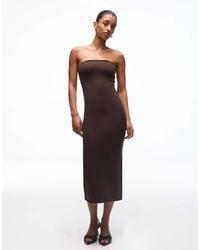 Bershka - Bandeau Knit Midi Dress - Lyst