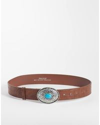 Pieces - Textured Ornate Buckle Belt - Lyst