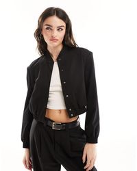ASOS - Giacca bomber sartoriale nera con spalle voluminose - Lyst