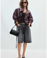 Stradivarius - High Neck Leather Effect Trench Coat - Lyst