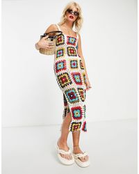 Reclaimed (vintage) Inspired Limited Edition Crochet Midi Dress - Multicolour