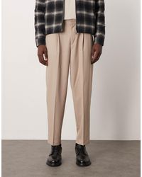 ASOS - – elegante, schmal zulaufende oversize-hose aus flanell - Lyst
