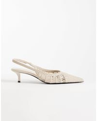 Mango - Faux Leather Braided Kitten Heel Slingbacks - Lyst