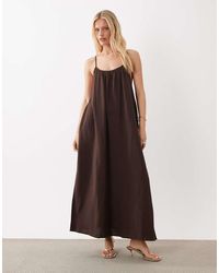 Vila - Crinkle Cotton Maxi Cami Slip Dress - Lyst