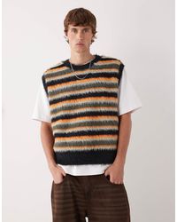 Weekday - Pull sans manches rayé en maille à poils longs - multicolore - Lyst