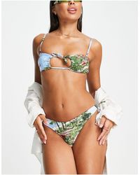 Reclaimed (vintage) - Inspired Bikini Top With Tie Front - Lyst