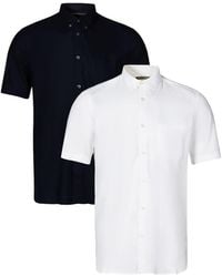 French Connection - 2 Pack Linen Blend Short Sleeve Chest Pocket Shirts - Lyst