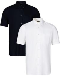 French Connection - 2 Pack Linen Blend Short Sleeve Chest Pocket Shirts - Lyst