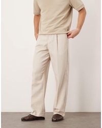 ASOS - Smart Pleated Wide Leg Trousers With Wool - Lyst