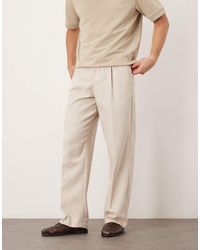 ASOS - Nette Geplooide Broek Met Wijde Pijpen Van Wolmix - Lyst