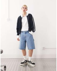 Vans - Pantalones Cortos Vaqueros Azul Lavado De Corte Suelto Drill Chore De - Lyst