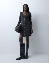 Vero Moda - V-Neck Knitted Button Up Mini Dress - Lyst