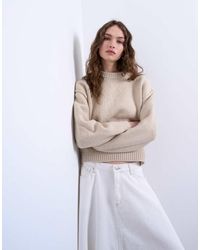 TOPSHOP - Knit Boxy Wide Sleeve Mid Crew Sweater - Lyst
