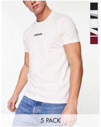 Hollister - 5 Pack Central Plain And Chest Stripe Logo T-shirt - Lyst