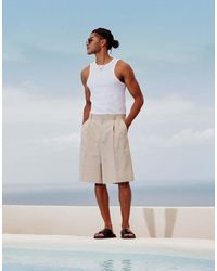 ASOS - Pantaloncini Da Abito Stile Bermuda Color Pietra - Lyst