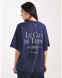 4th & Reckless - Oversized T-Shirt Met Geborduurd Tennis Club-Logo - Lyst